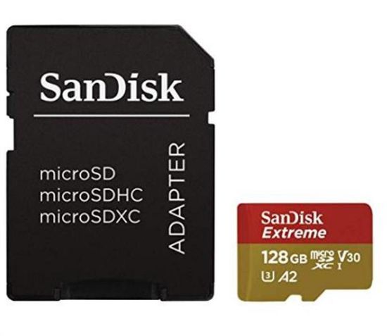  Зображення Модуль флеш-пам'яті SanDisk Extreme microSDXC 128GB for Action Cams and Drones + SD Adapter 160MB/s A2 C10 V30 UHS-I U3; EAN: 619659170714 